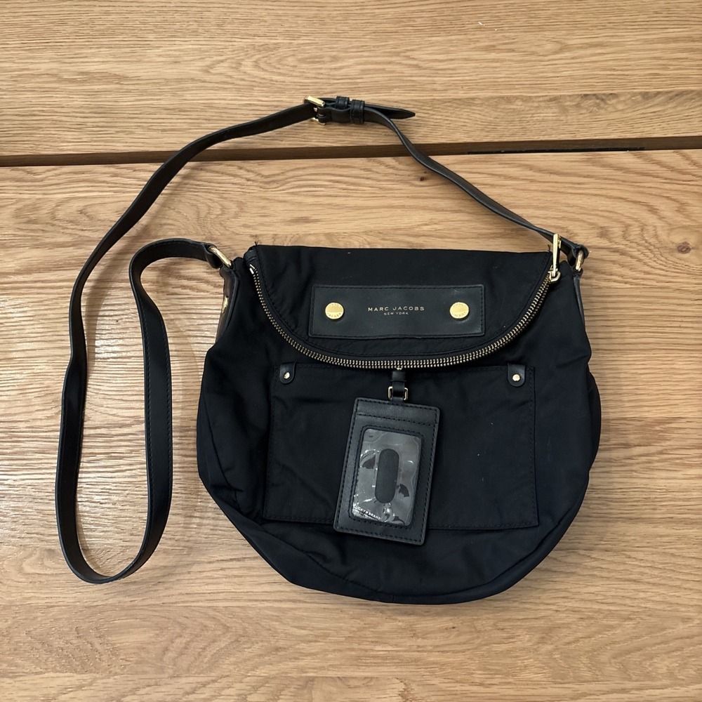 Marc By Marc Jacobs Preppy Nylon Large  Natasha Crossbody‎ Bag Black